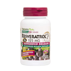 NaturesPlus Herbal Actives Resveratrol extended-release bottle showing vegetarian formula
