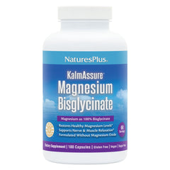 NaturesPlus KalmAssure bottle front highlighting vegan magnesium for restful support