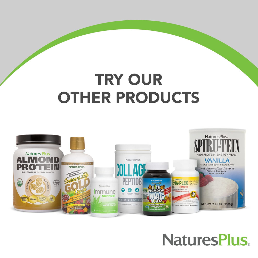 NaturesPlus Mega B-100 ingredients closeup highlights rice bran base for easy digestion.