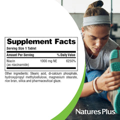 NaturesPlus Niacinamide bottle cap and label emphasize quality manufacturing