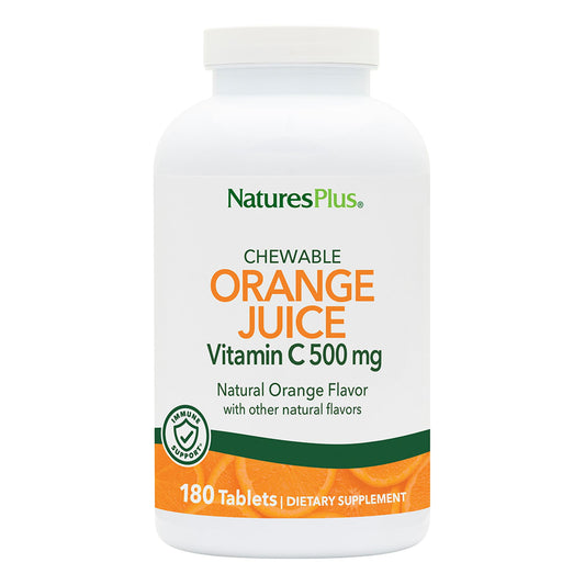 NaturesPlus Orange Juice chewable bottle with orange flavor for daily immune support
