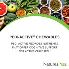 NaturesPlus Pedi-Active mixed berry chew tablets for daily kid-friendly supplementation.