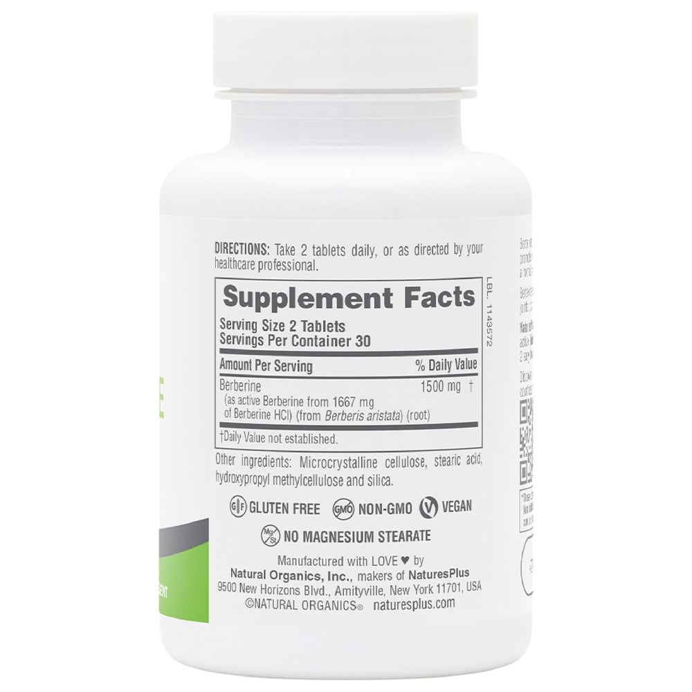 NaturesPlus PRO Berberine 1500 mg capsules close-up, vegan and gluten-free.