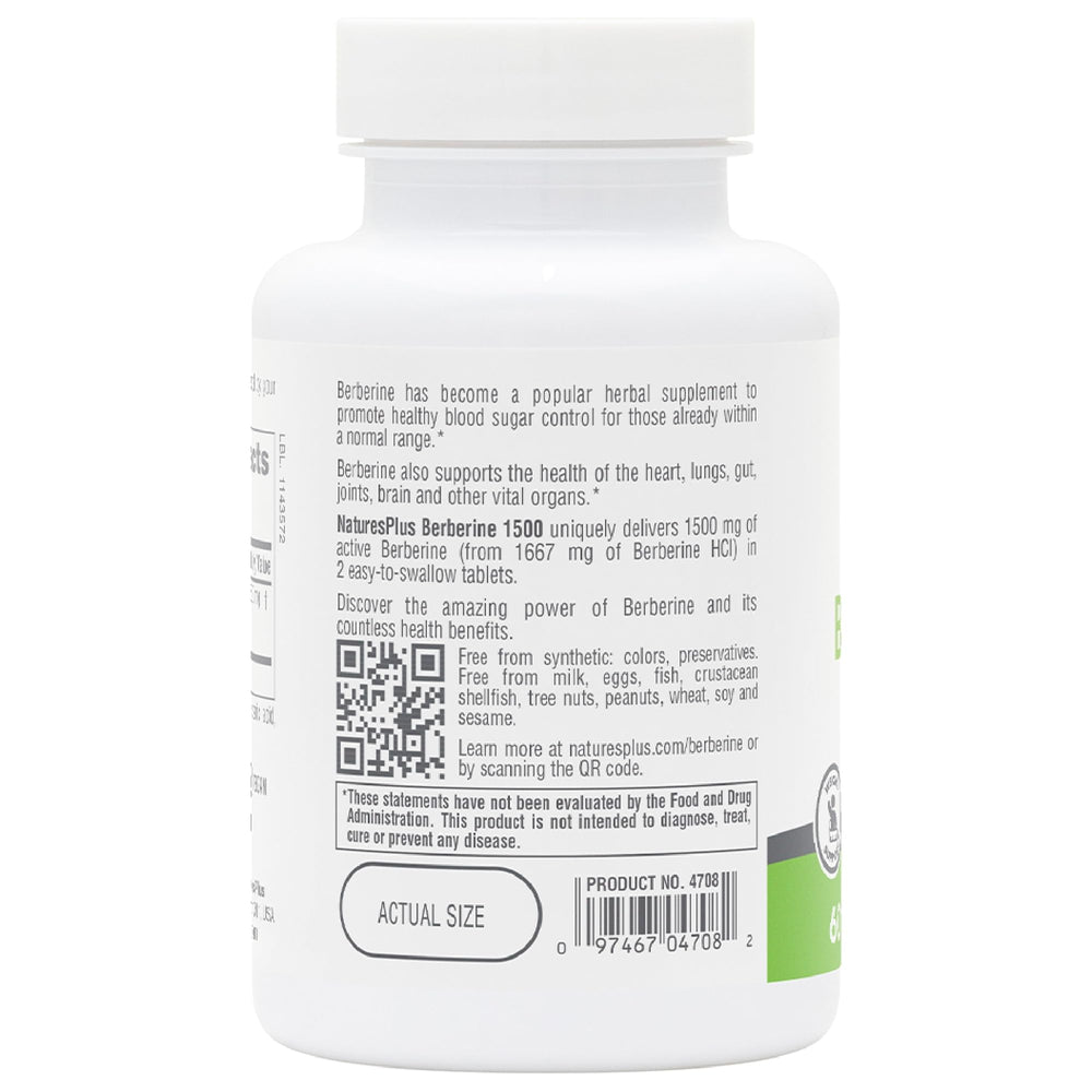 NaturesPlus PRO Berberine label detail, non-GMO and trusted quality.