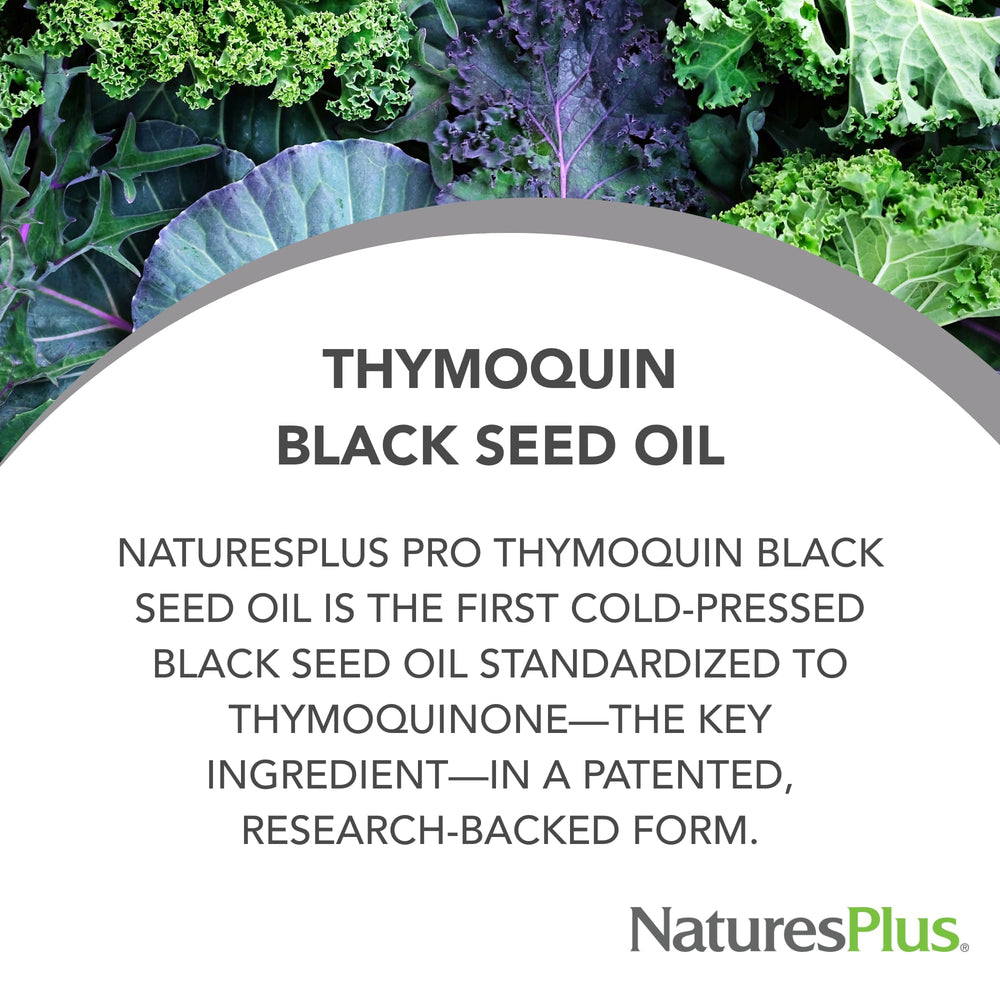 Label close-up showing thymoquinone standard for high-quality oil