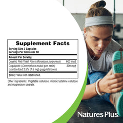 NaturesPlus red yeast rice and Gugulipid packaging close-up