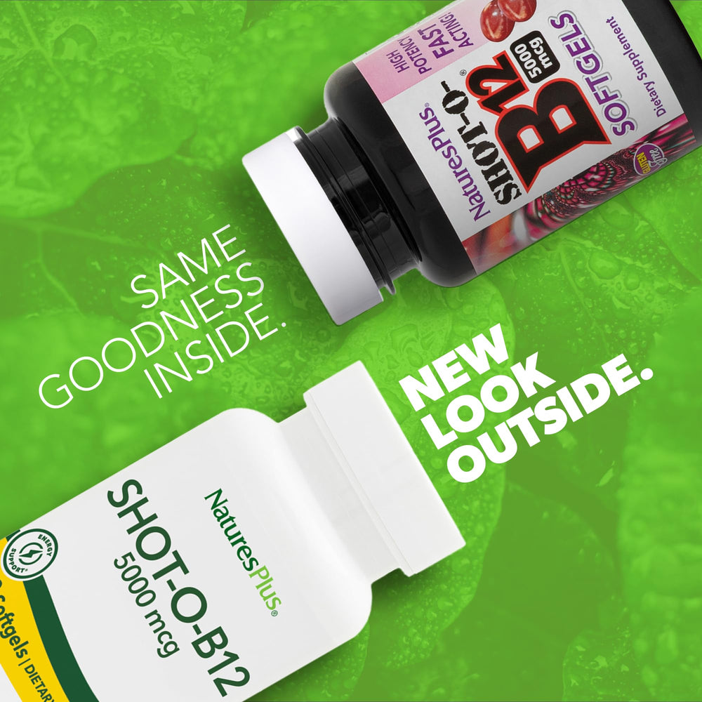NaturesPlus Shot-O-B12 bottle back with supplement details