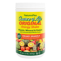 NaturesPlus Source of Life Energy Shake bottle pour for a quick protein boost