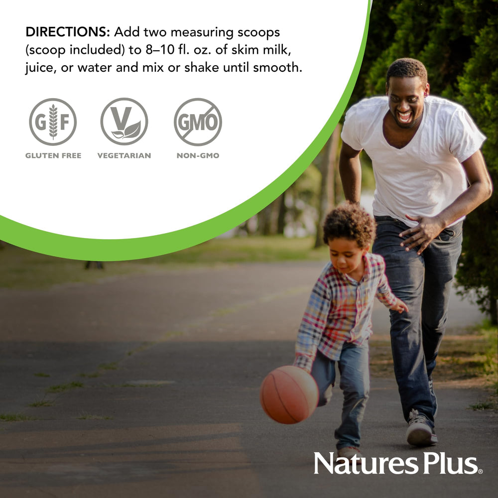 NaturesPlus Source of Life Energy Shake vegetarian claim for plant-based lifestyles.