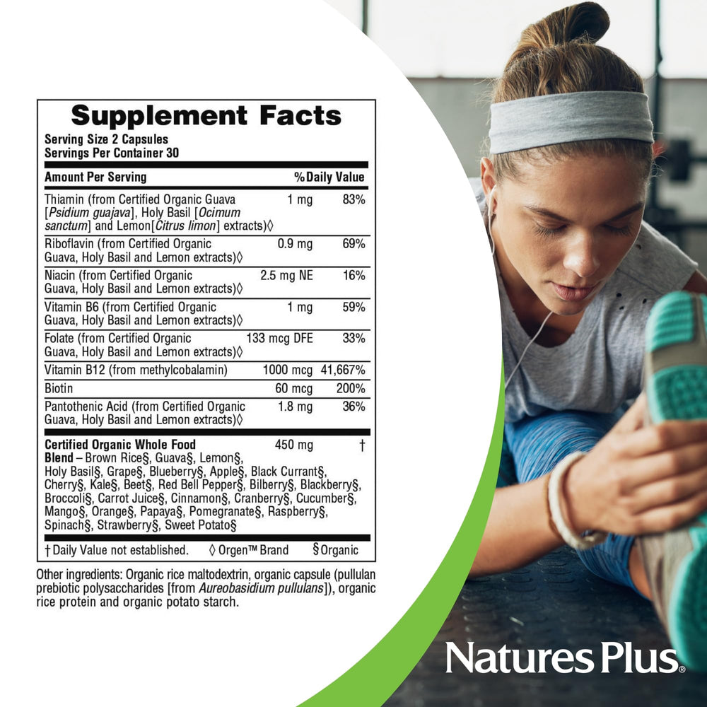 NaturesPlus Source of Life Garden B12 label highlights non-GMO and gluten-free traits.