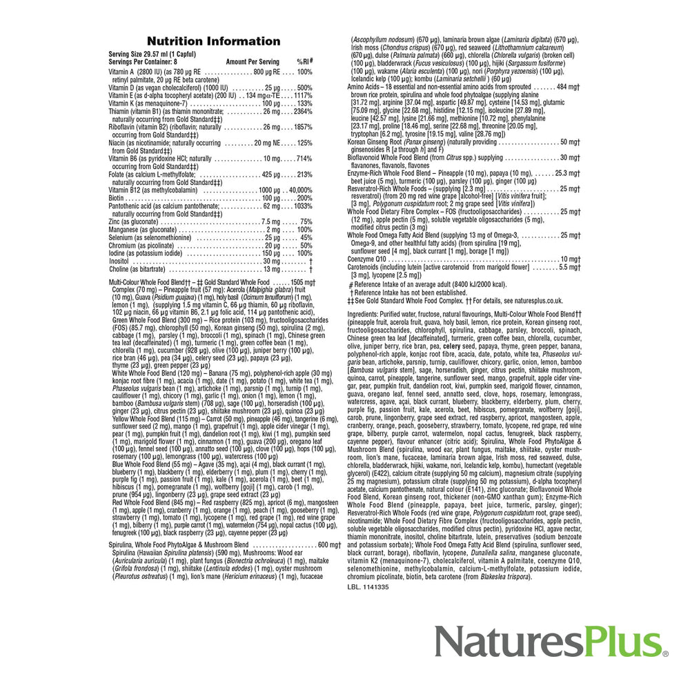 NaturesPlus Source of Life GOLD gluten-free and vegetarian certification emphasized on packaging