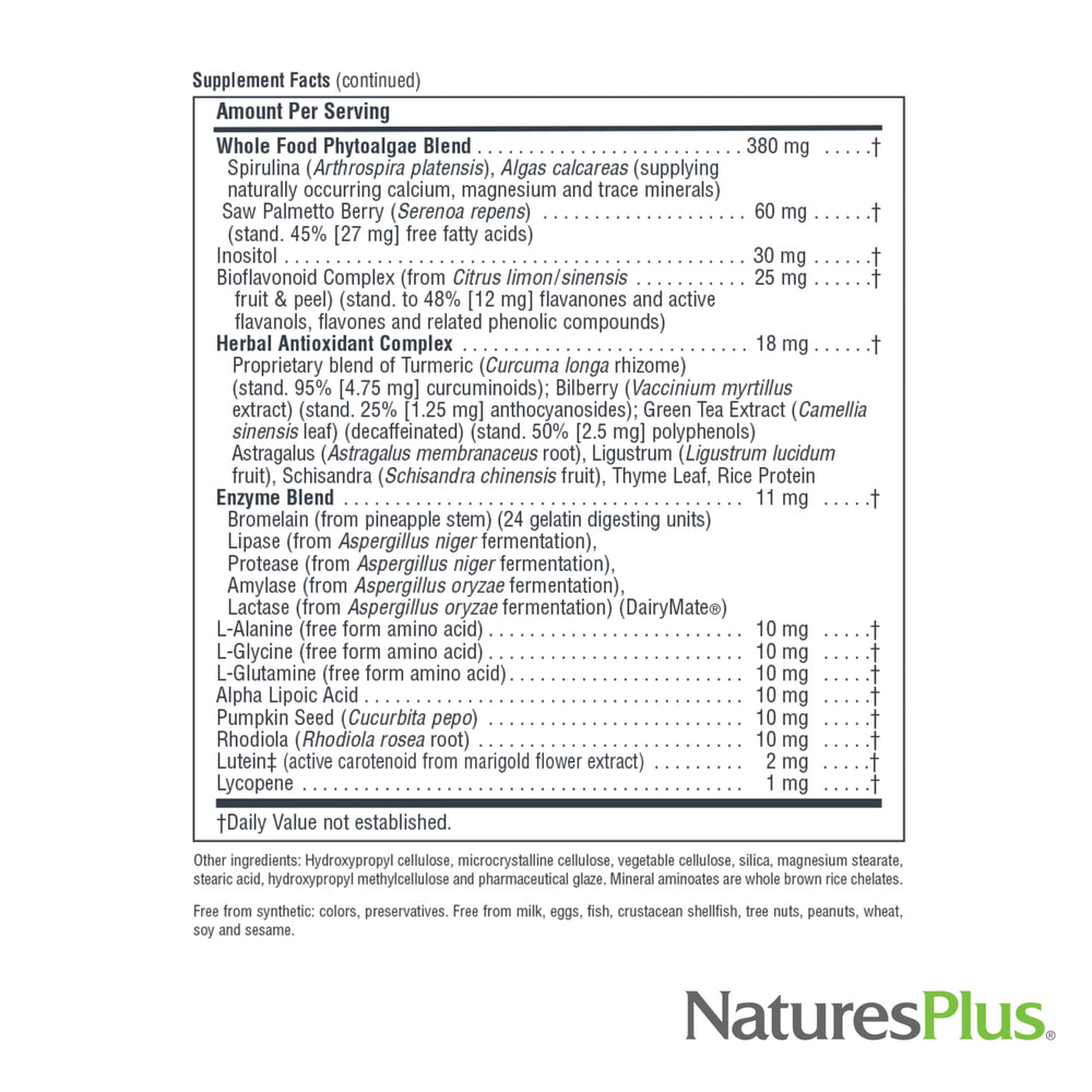 NaturesPlus Source of Life Men gluten-free symbol on product packaging.