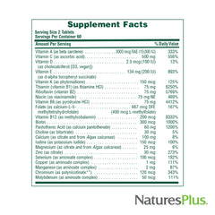 NaturesPlus Source of Life Men ingredients chart highlighting antioxidants blend.