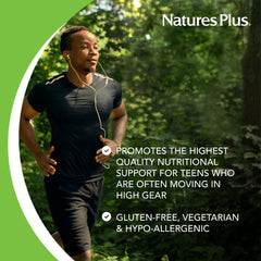 NaturesPlus Source of Life No Iron bottle side with D3 bone health benefits