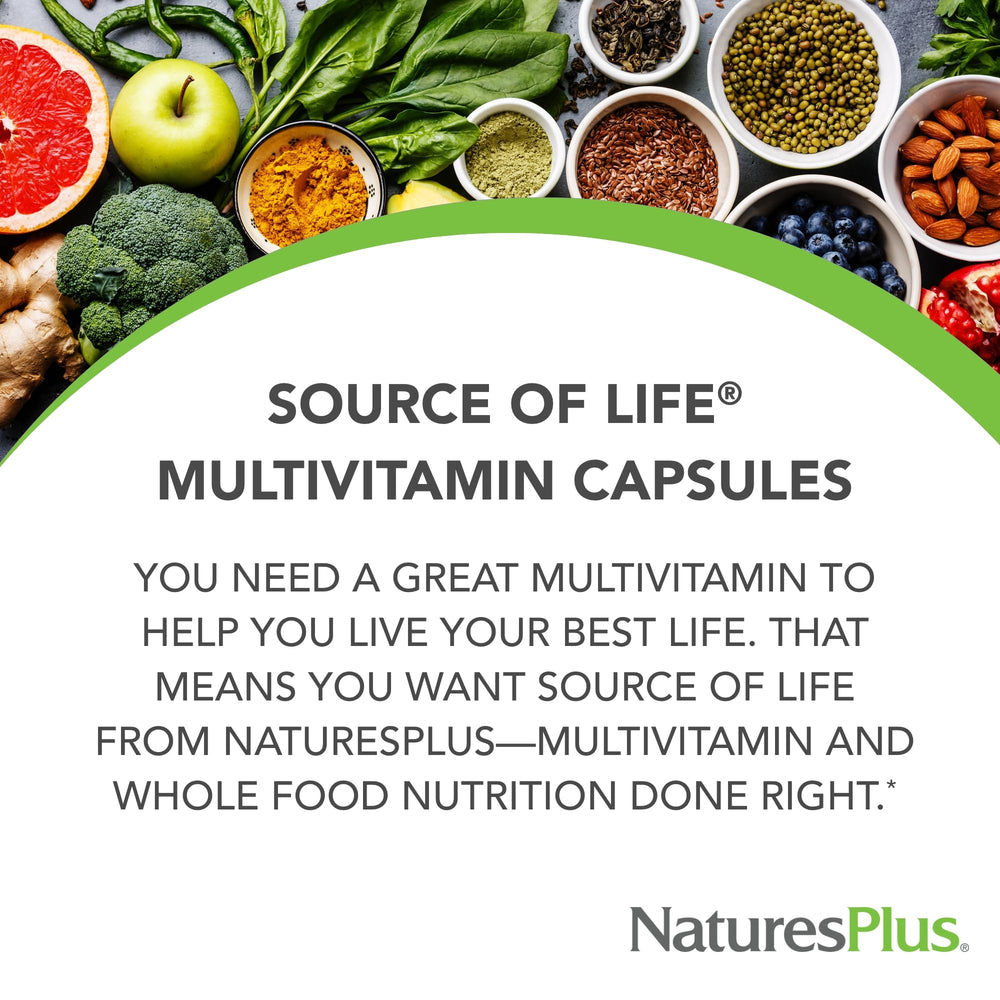 NaturesPlus Source of Life tablets close-up for easy daily supplementation