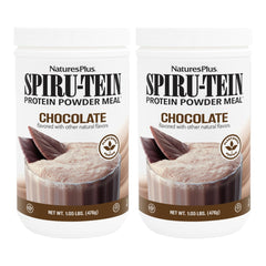 NaturesPlus SPIRU-TEIN Chocolate packaging highlights a plant-based protein option for daily use.