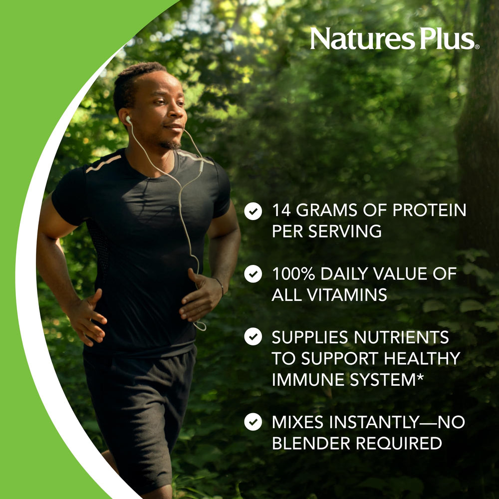 Close look at SPIRU-TEIN Vanilla ingredients with plant protein blend.
