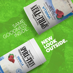 NaturesPlus SPIRU-TEIN Vanilla tub front showing easy-mix powder for quick meals