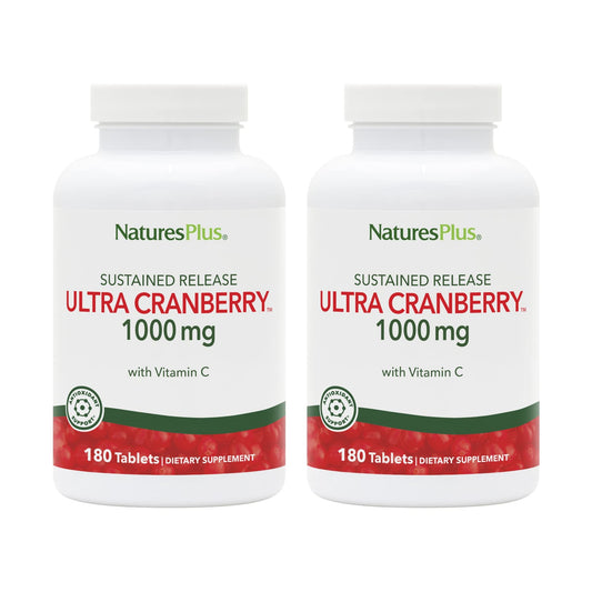 NaturesPlus Ultra Cranberry 1000 tablet bottle promotes ongoing urinary support for daily wellness.