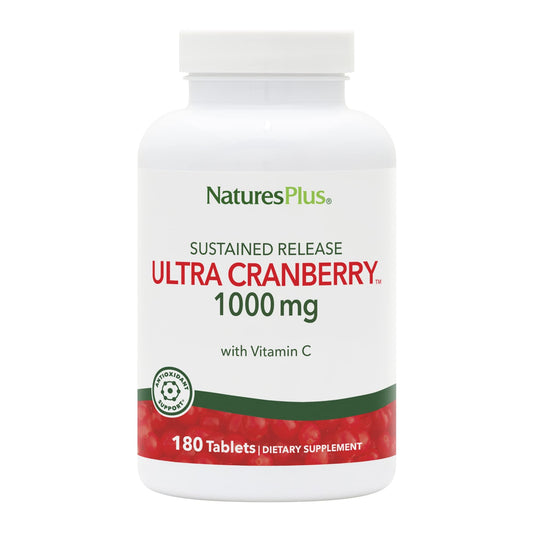 NaturesPlus Ultra Cranberry bottle front with branding and cranberry wellness focus.