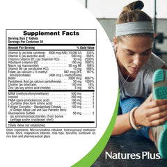 NaturesPlus Ultra Hair Plus ingredient panel with MSM, biotin, and nutrients
