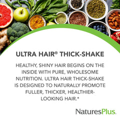 Creamy vanilla Ultra Hair Thick Shake mixed in a glass for quick nourishment
