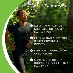 Ingredients panel of NaturesPlus Ultra Hair Thick Shake highlighting vitamins and minerals