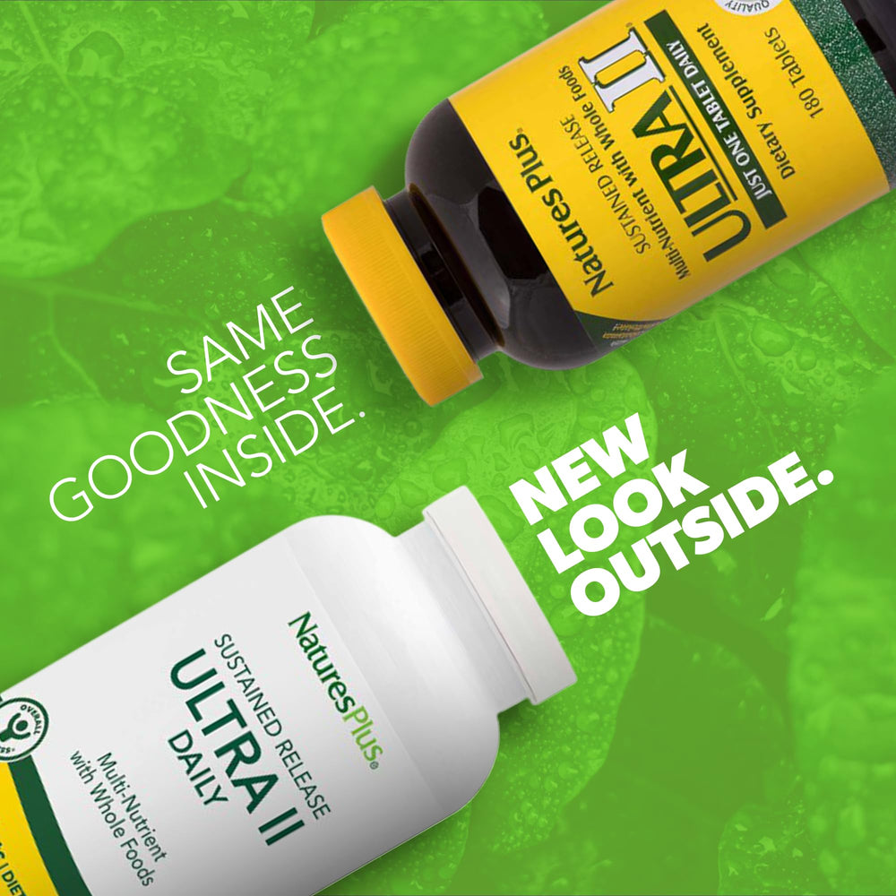 NaturesPlus Ultra II Daily bottle label close-up highlighting whole foods nutrition
