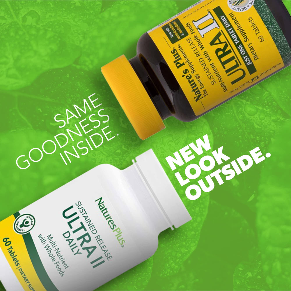 NaturesPlus Ultra II Daily tablets close-up illustrating easy daily supplementation