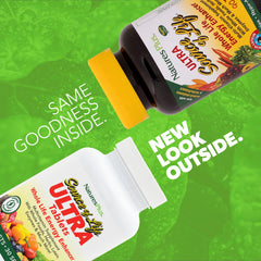 NaturesPlus Ultra Source of Life label closeup showing vitamin D3 and lutein highlights
