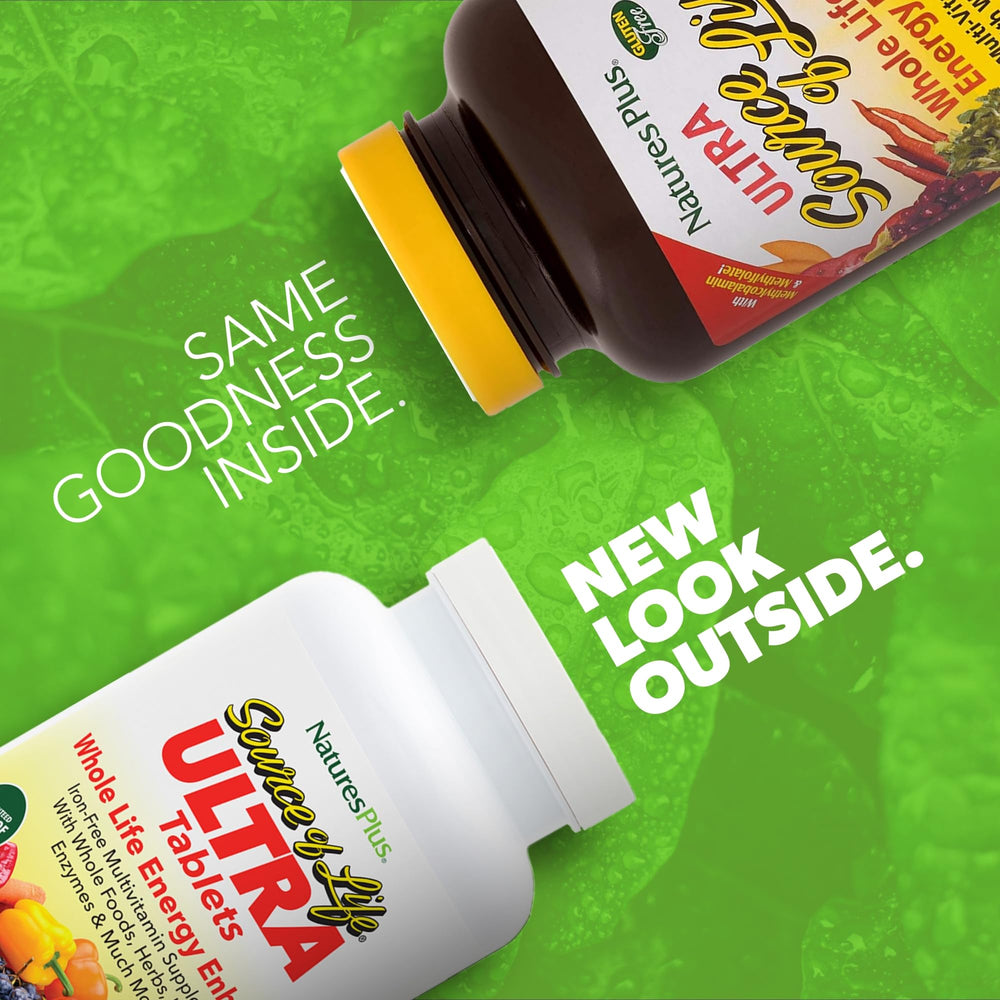 NaturesPlus Ultra Source of Life No-Iron ingredient panel with lutein and D3