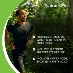 NaturesPlus Ultra Source of Life No-Iron packaging showing gluten-free and preservative-free standards