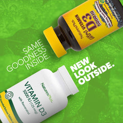 Close-up of NaturesPlus bottle label showing 5000 IU potency