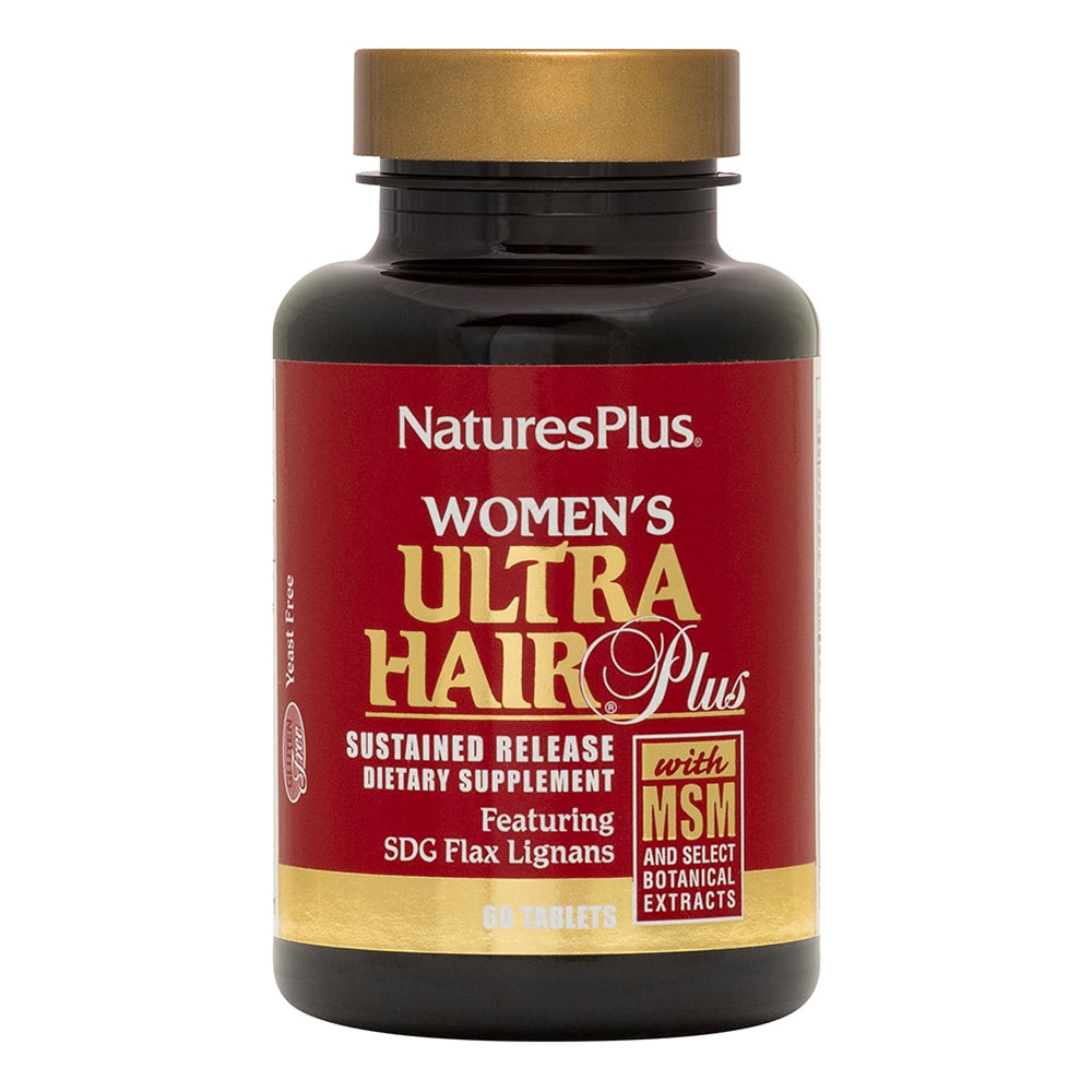 NaturesPlus Women’s Ultra Hair Plus bottle signals daily hair vitality support