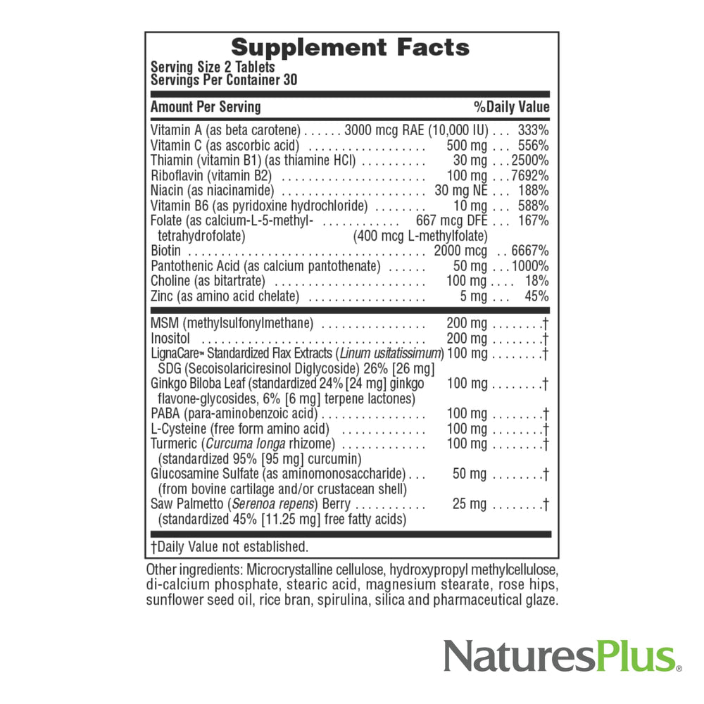 NaturesPlus Ultra Hair Plus glass jar with pills for travel-friendly use