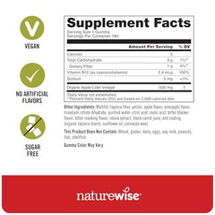 NatureWise Apple Cider Vinegar Gummies label emphasizes 1000mg ACV per two gummies and B12