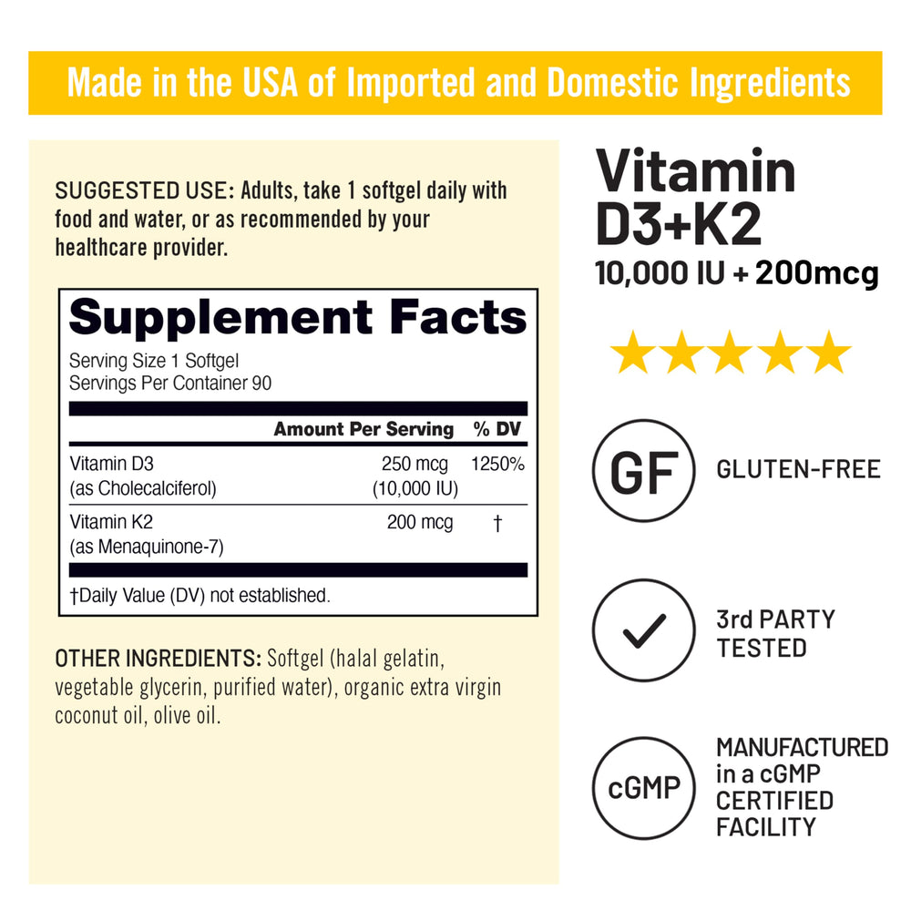 NatureWise D3 + K2 and coconut oil visual communicates enhanced absorption.