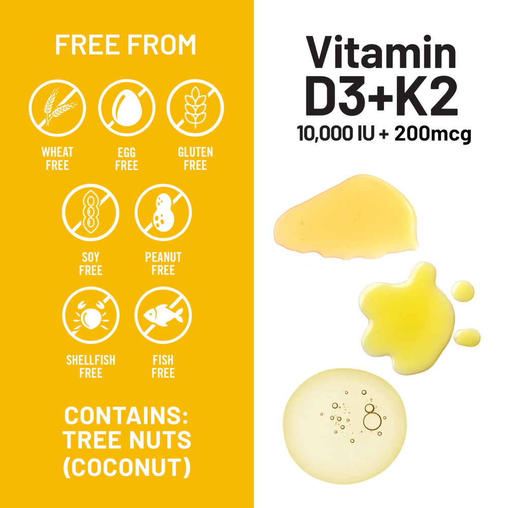 NatureWise D3 K2 ingredients chart shows vegan, non-GMO formula.