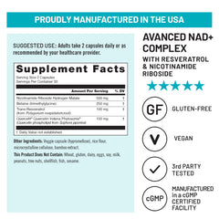 NatureWise NAD+ Support Complex resveratrol visible, signaling antioxidant support.