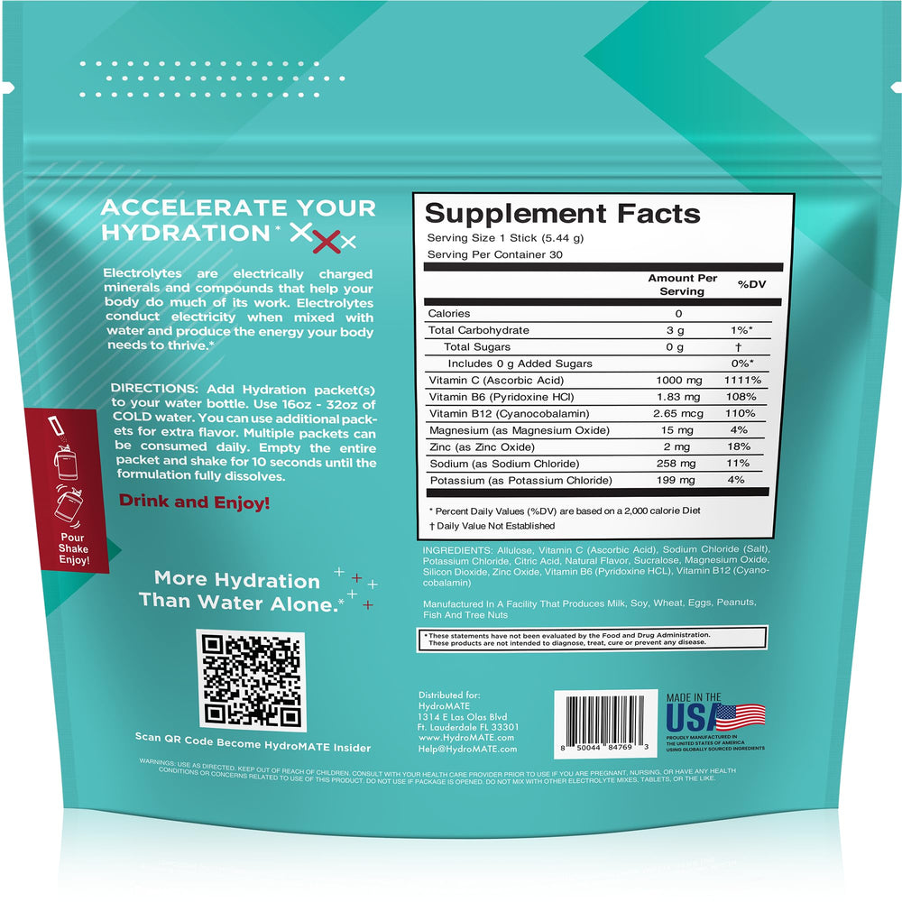NatureWorks HydroMATE daily energy and recovery sticks with electrolytes after exertion.