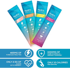 HydroMATE packets on a desk suggesting easy daily hydration routine