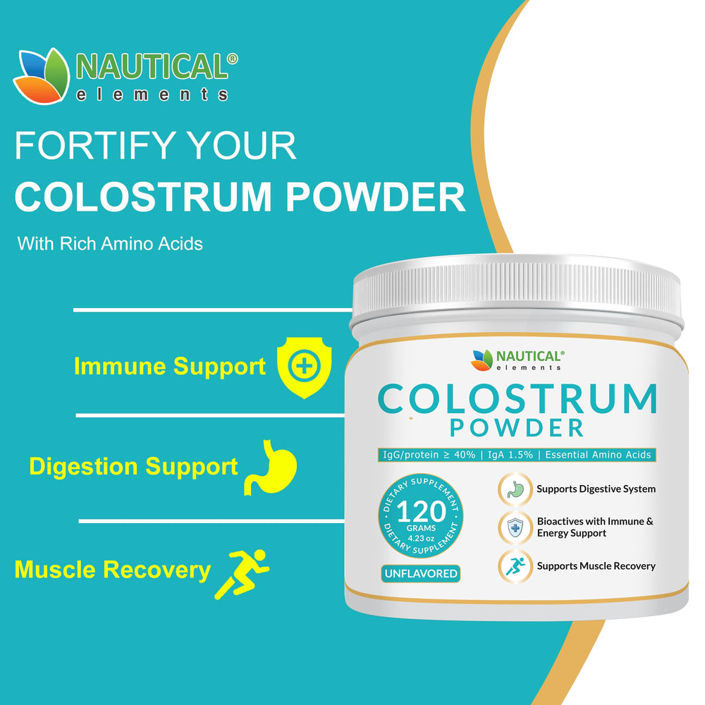 Nautical Elements Colostrum Powder is ethically sourced from pasture-raised cows, reflecting welfare and environmental care.