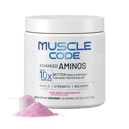 NAUTILUS Muscle Code bottle with powder and scoop for quick amino acid support