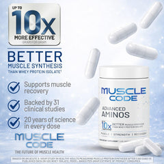 NAUTILUS Muscle Code label nutrition facts emphasizes 9 essential amino acids and arginine
