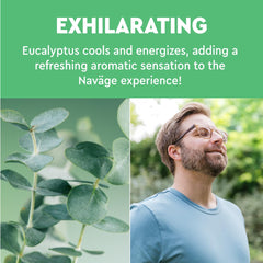 Close-up of Navage eucalyptus SaltPod capsule showing fast, drug-free nasal relief.