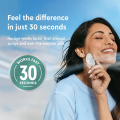 Navage nasal irrigation system in use delivering soothing, breathable comfort.