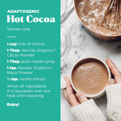 Scoop of Navitas Maca Powder added to a smoothie for everyday energy