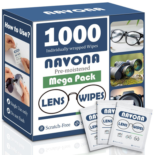 Navona 1000-count lens wipes bulk pack for crystal-clear glasses