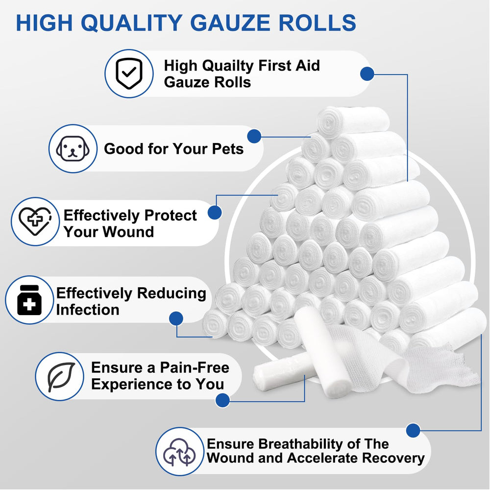 Navona gauze rolls with tapes, ideal for securing dressings in clinical and home settings.