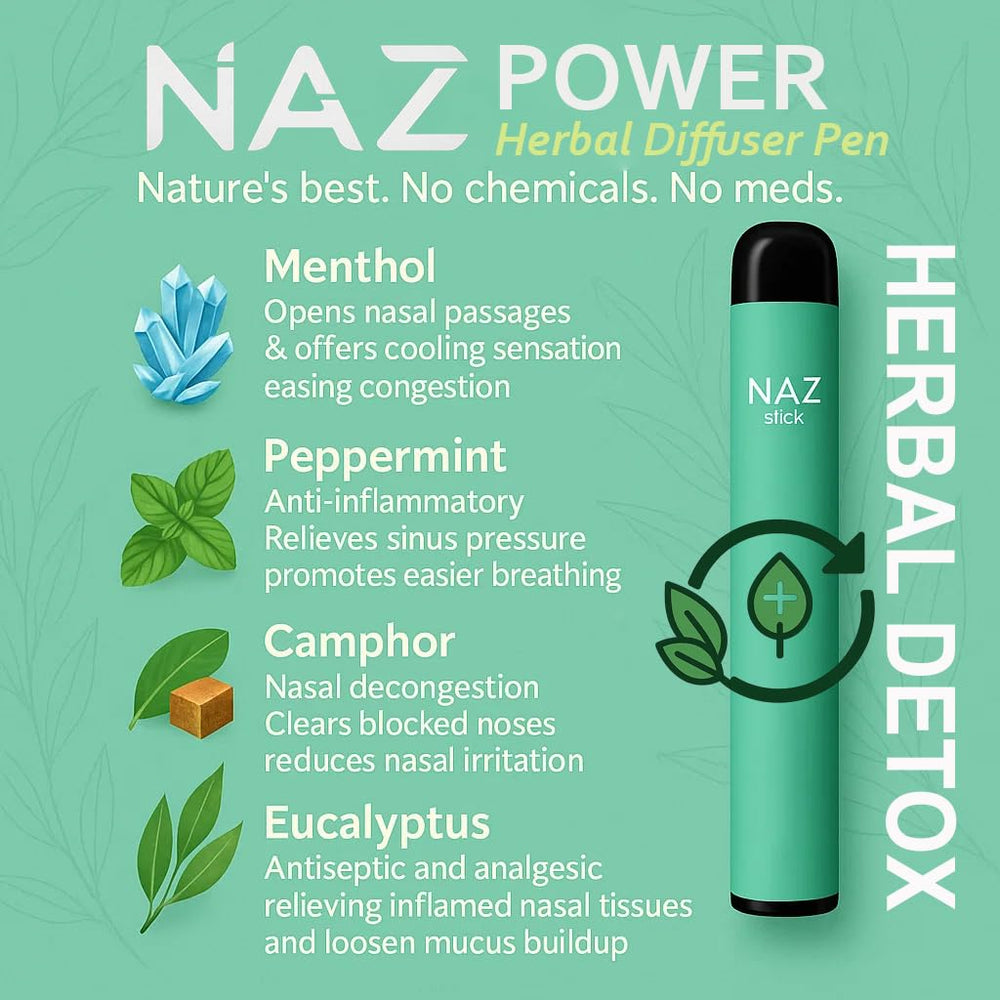 Closeup of Naz Menthol Diffuser Pen for compact design
